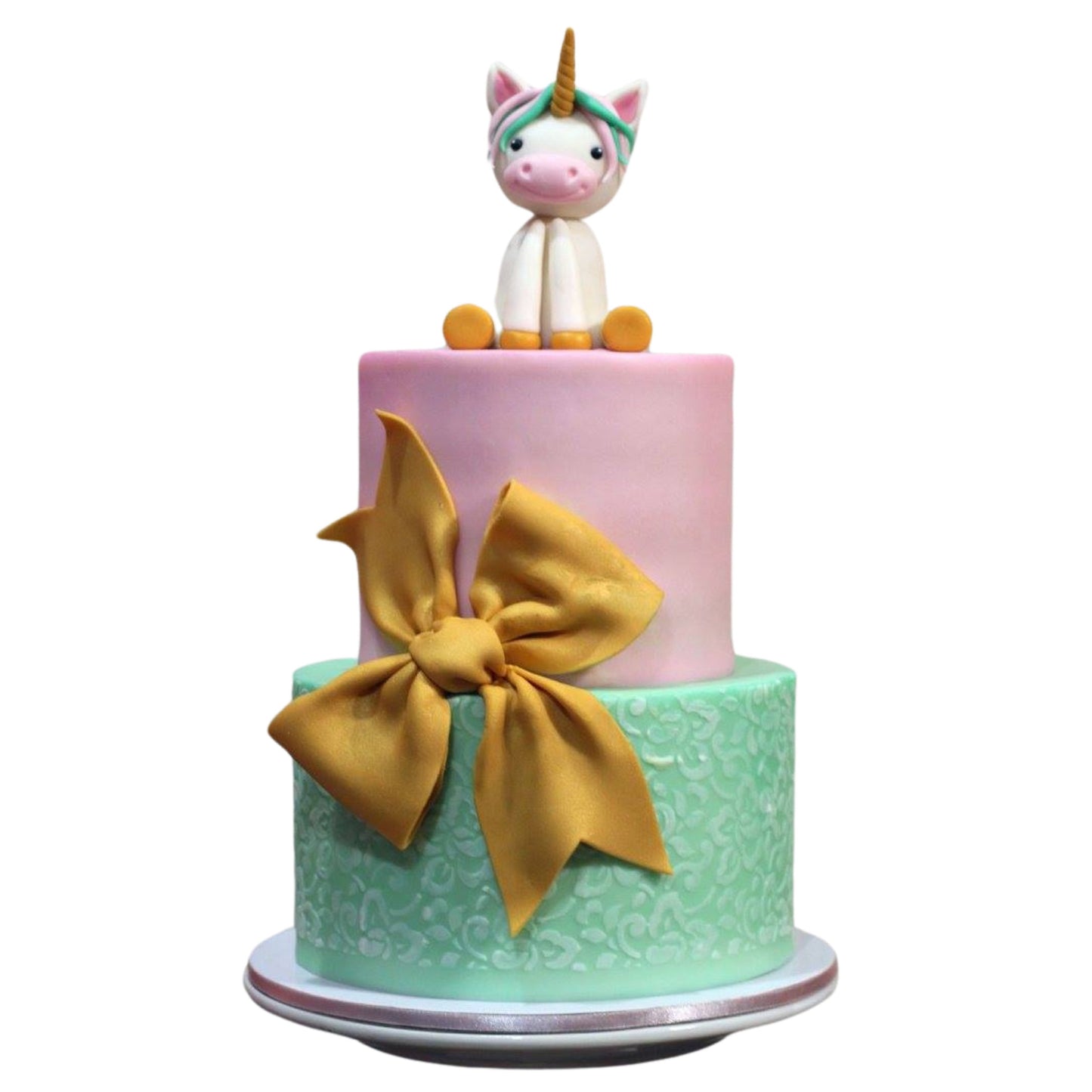 Elegant Unicorn with Gold Bow Custom Cake